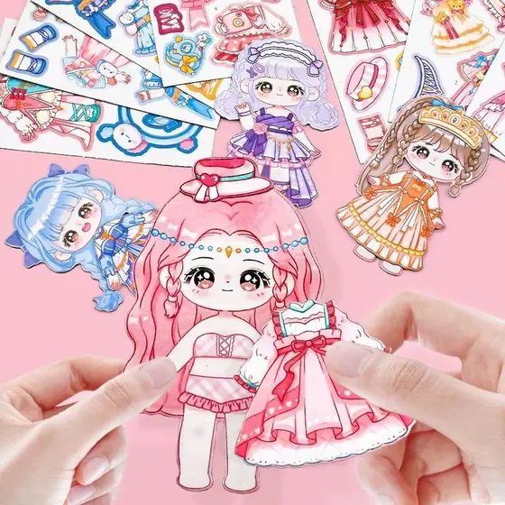 Brinquedos de Adesivos Magnéticos para Geladeira - Adesivos de Princesas com acessórios de moda