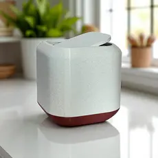 Lixeira Decorativa Impressa em 3D – Acabamento Mármore com Base Rosé