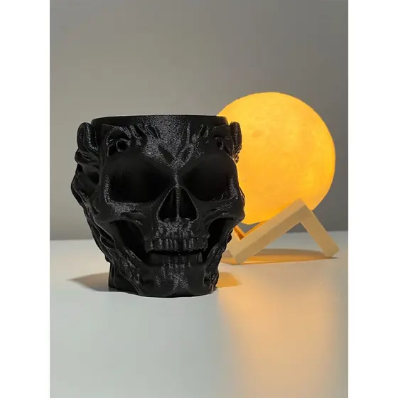 Porta-Canetas Caveira Decorativa | Impressão 3D | Estilo Gamer & Geek