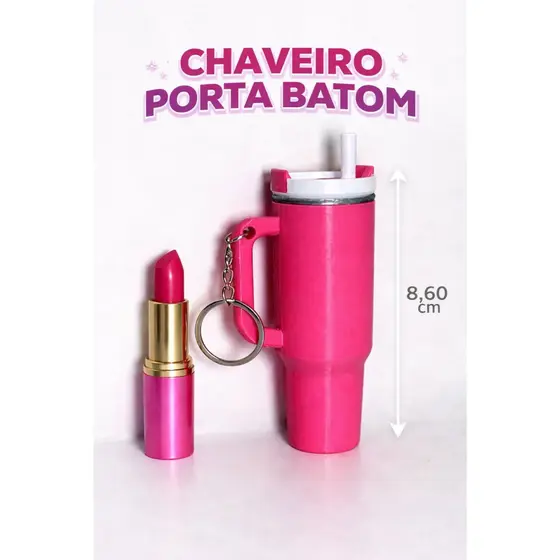 Chaveiro Porta Batom em Formato de Copo – Estilo e Praticidade!