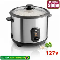 Panela de Arroz Elétrica Aço Inox Antiaderente 6 Xícaras UNITERMI 110/127V Prática Compacta