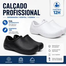 Sapato Preto Profissional Unisex Eva Enfermagem Cozinha Saúde Farmácia Limpeza Serviço EPI Yvate