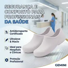 Sapato Branco Profissional Unisex Eva Enfermagem Cozinha Saúde Farmácia Limpeza Serviço EPI Yvate