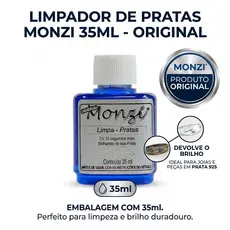 Limpa Pratas Monzi Original 35ml Líquido Para Prata 925