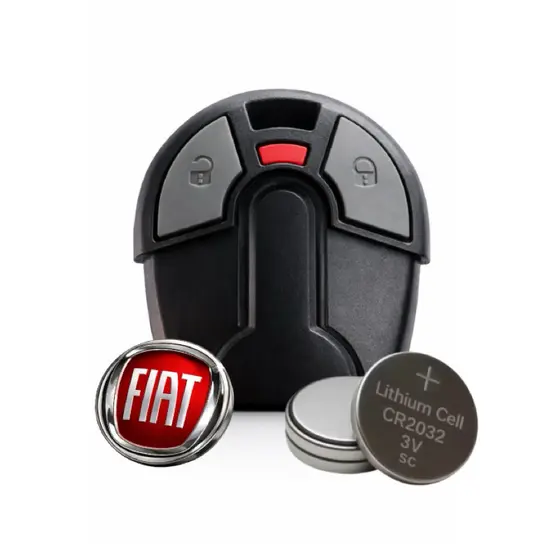 Capa Controle Alarme Fiat Uno Palio Strada + Logo Vermelho + Bateria Oca
