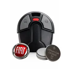 Capa Controle Alarme Fiat Uno Palio Strada + Logo Vermelho + Bateria Oca