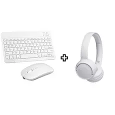 BRANCO - Kit Fone de Ouvido Bluetooth Tune 510 + Conjunto Teclado e Mouse Sem Fio