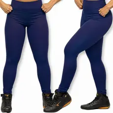 Calça Legging Academia Suplex Lisa Premium não Transparece - Azul Escuro (GG)