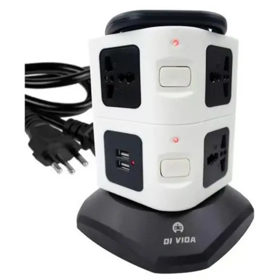 Torre de Tomada Elétrica com 7 Entradas Universais e 2 Portas USB - OI-TO 128