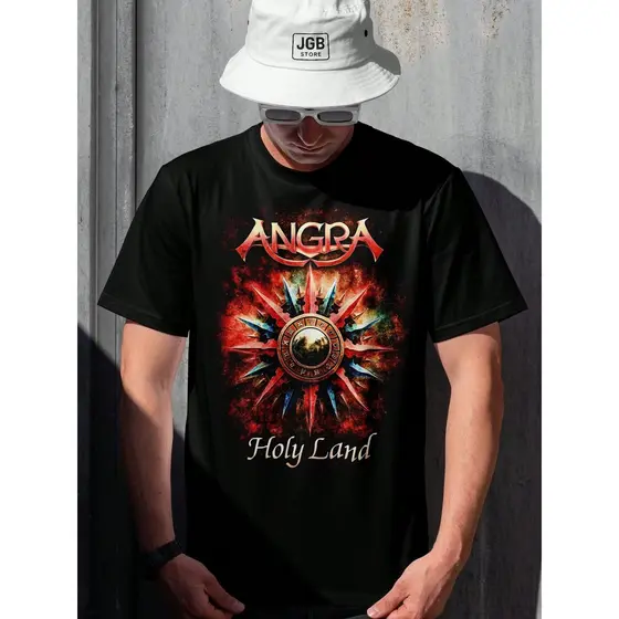 Camiseta Angra Rock Brasileiro Holy Land 100% Algodão Unissex Camisa Masculino Feminino Plus Size