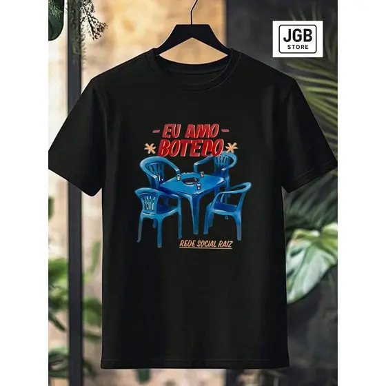 Camiseta Eu Amo Boteco  Cadeira Brasileiros 100% Algodão Unissex  Plus Size Blusa T-Shirt