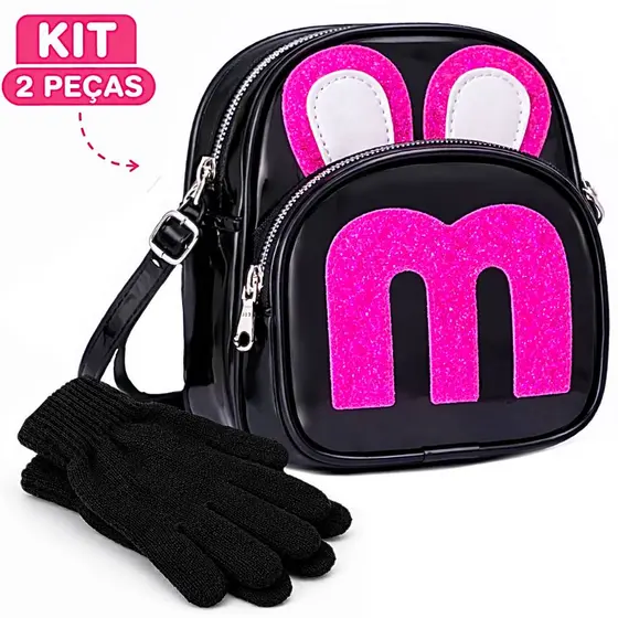 Bolsa Infantil Feminina com Luva Kit Inverno Menina Transversal