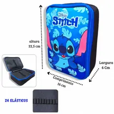Estojo Box Infantil Grande 24 elasticos | Stitch e personagens | Escolar Menino