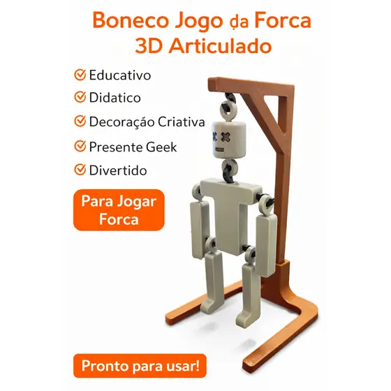 Boneco Jogo da Forca Articulado Educativo Didático Decoração Criativa Presente Geek Divertido