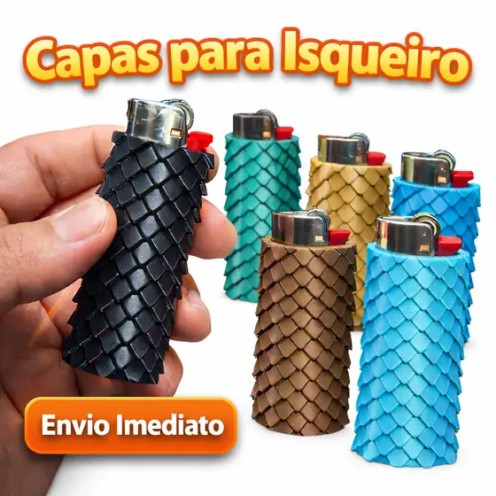 Capa Case Para Isqueiro Bic Grande Max | Capinha Escamada Antiderrapante | Protetor Porta Bic Decorativo