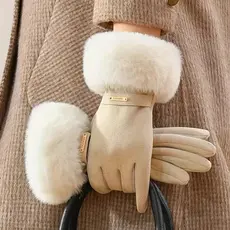 Luvas Térmicas de Ciclismo de Inverno Sem Dedos com Tela Sensível ao Toque Forradas de Fleece Luvas Quentes e Espessas