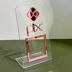 Placa de Pagamento PIX Acrílico Espelhado – Suporte para QR Code