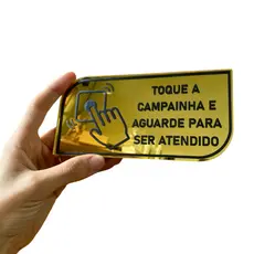 Placa Campainha Para Ser Atendido – Acrílico Espelhado com Escrita Preta