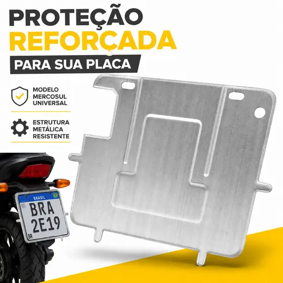 Suporte Protetor Placa Moto Mercosul Universal Moldura Ferro