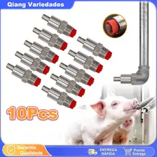 Kit Com 10 Bebedouro Automático De Aço Inoxidável Para Porcos Suínos Chupeta Inox Mordid