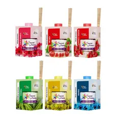 Kit Difusor de Ambientes 6 Aromas Flor de Amarílis Melancia Morango Erva Doce Citronela Orquídea Azul