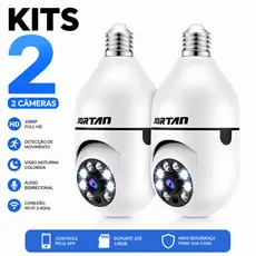 Kit 2 Câmera Segurança WiFi Lâmpada E27 1080P Visão Noturna Áudio Bidirecional