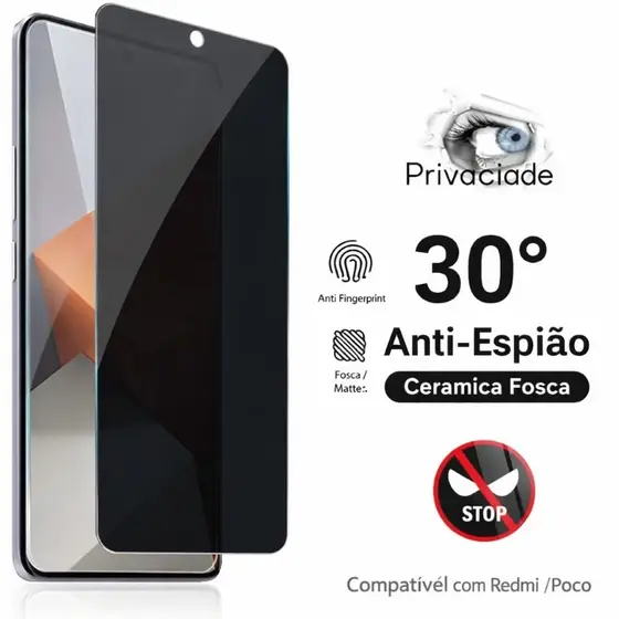 Película Cerâmica Fosca Privativa Redmi Note 12 13 14 15 Pro Poco X3 X4 X5 X6 X7 F7 Pro Anti Espião