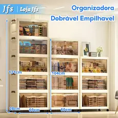 Caixa Organizadora Dobrável Armario Armazenamento Empilhavel Com Porta Rodinhas Multiuso