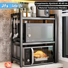 Suporte de Microondas Ajustável em Aço Carbono I Prateleira de 2/3 Camadas I Prateleira de Armazenamento de Cozinha