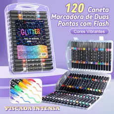 Marcador metálico 12/24/36/48/60caneta deglitter de cabeça dupla marcador de cabeça dupla brilhante