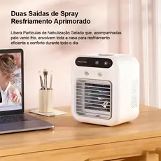 Ar Condicionado Portátil Grande | Climatizador + Umidificador + Ventilador | LED | Para Quarto, Sala, Escritório e Mesa