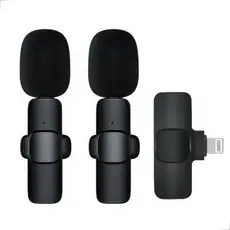 Microfone De Lapela Duplo Compatível iPhone Longo Alcance Entrada Lighting Sem Fio Profissional