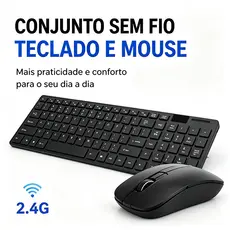 Kit Teclado E Mouse Sem Fio Bluetooth Wireless 2.4ghz Notebook Usb Ultra Slim Compacto Android Pc