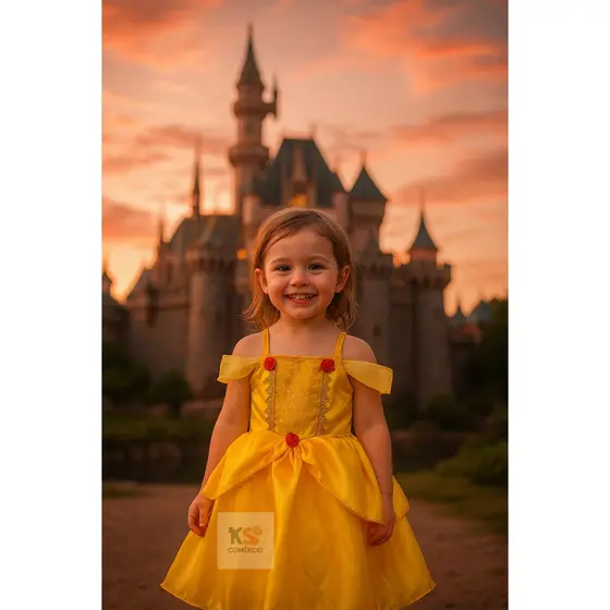 Fantasia Infantil Bela – Princesa Meninas 2 a 10 Anos - Carnaval, Aniversário – Pronta Entrega