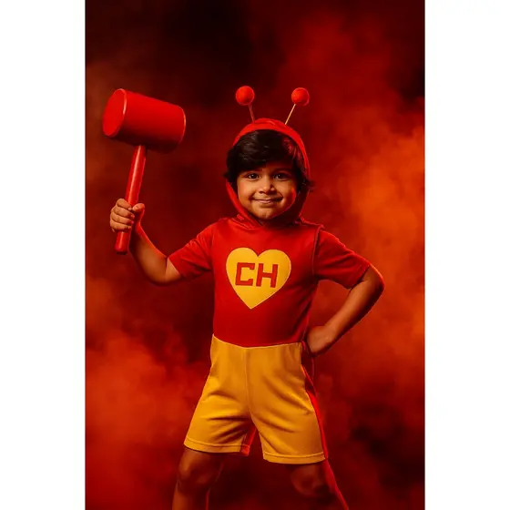 Fantasia Infantil Conjunto Completo Chapolin Colorado – Meninos (2 a 10 Anos) - Pronta Entrega