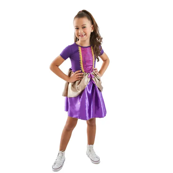 Fantasia Infantil Rapunzel Vestido Menina 2 a 8 Anos Princesa Carnaval Halloween Festa Luxo