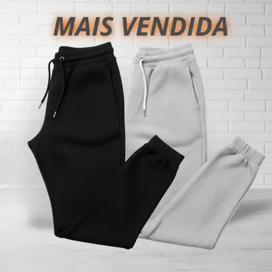 Kit Calça de Moletom Algodão Unissex com Elástico e Punho Conforto e Estilo