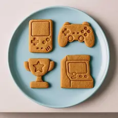 🎮🏆 GAMER Cortador para Cookies Biscoito Massinha e Pasta Americana | Kit 4 pçs | Opções 6, 8 e 10cm | Controle Jogo 🍪