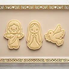 Jesus Nossa Senhora e Espírito Santo Pombo paz Batizado Primeira Comunhão Carimbo Cortador de Biscoitos