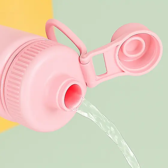Garrafa Rosa 1000ml com Isolamento Térmico Grande Capacidade Térmica Aço Inox Quente Frio Academia