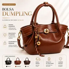 Bolsa Dumpling Premium Feminina Luxo Elegante Tiracolo Moderna Acabamento Sofisticado
