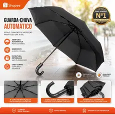 Guarda Chuva Angel Preto Reforçado Abre Automático Tecido Drop Dry Anti-Vento Sombrinha Sol Casual