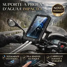 Suporte Para Celular Moto Bike Articulado Impermeável Rotação 360° Fixação Segura Guidão