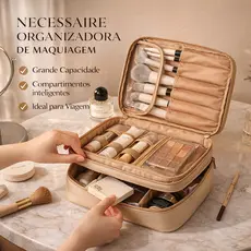 Bolsa Organizadora de Cosméticos Grande Capacidade Viagem Impermeável Com Multi Compartimentos