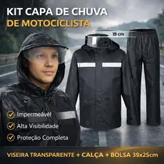 Conjunto Impermeável Moto PVC Reforçado Jaqueta Refletiva com Capuz e Viseira e Calça Motociclista