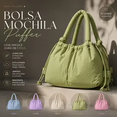 Bolsa Mochila Puffer Premium Feminina Grande Capacidade Ombro Viagem Casual Impermeável
