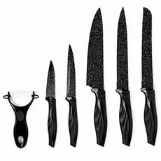 Kit 6 Peças Conjunto de Faca Carne Cutelo Legumes Aço Carbono Descascador Tesoura Profissional