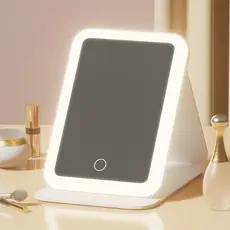 Espelho De Maquiagem Com Luz LED Dobrável Espelho Portátil Com LED 3 Cores