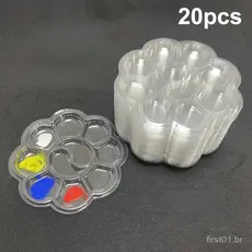 20 Peças Bandeja de Tinta Gouache Descartável Forma de Flor de Ameixa Lavável Pintura em Aquarela