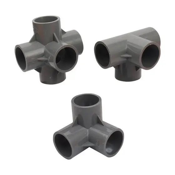 1 peça de conector de PVC 3D de 3 vias de 32mm (4/5 polegadas), usado para conexões de irrigação em jardinagem e agricul